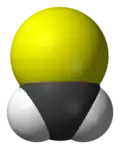 Ball-and-stick model of the thioformaldehyde molecule
