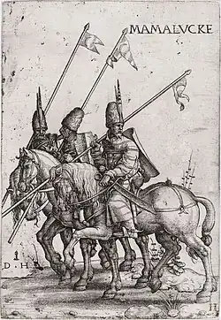 Mamluk lancers, early 16th century (etching by Daniel Hopfer)