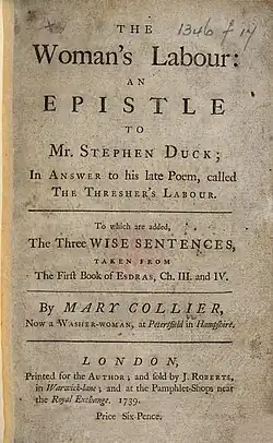 Title page of Mary Collier The Woman's Labour 1739