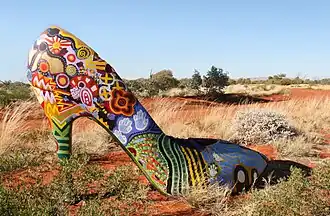 Giant stiletto at the turnoff to Tjukurla