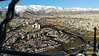 Milad Tower's view to the city and mountains.