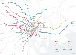 Map of Tokyo Metro and Toei Subway rail lines in Tokyo
