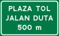 Toll plaza 500 meters ahead with name, using LLM Normal