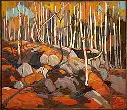 The Birch Grove, Autumn, Winter 1915–16. 101.6 × 116.8&nbsp;cm. Art Gallery of Hamilton, Hamilton