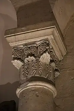 Romanesque quasi-Corinthian capital of the Church of St. Philibert, Tournus, France, unknown architect or sculptor, c.1008 to mid-11th century[9]