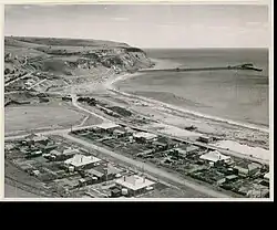 View of the Town, the Quarry and the Jetty looking west towards Rapid Head (image created in 1950)