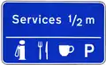Sign to be erected half a mile in advance of a service area.