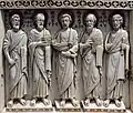Middle leaf, bottom panel: Apostles James, John, Peter, Paul and Andrew