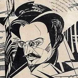 Cubist caricature of Trotsky by Yury Annenkov, 1922