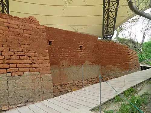 Troy II walls with modern reconstructed mudbrick