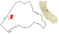 Location in Tuolumne County and the state of California
