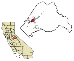Location in Tuolumne County and the state of California