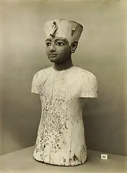 Painted, wooden figure of Tutankhamun