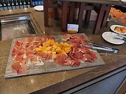 Parma ham and Black Forest ham with honey melon