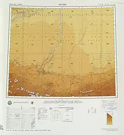Map including Qira (labeled as TS'E-LO (CHIRA BAZAR)) and surrounding region (USATC, 1971)[c]