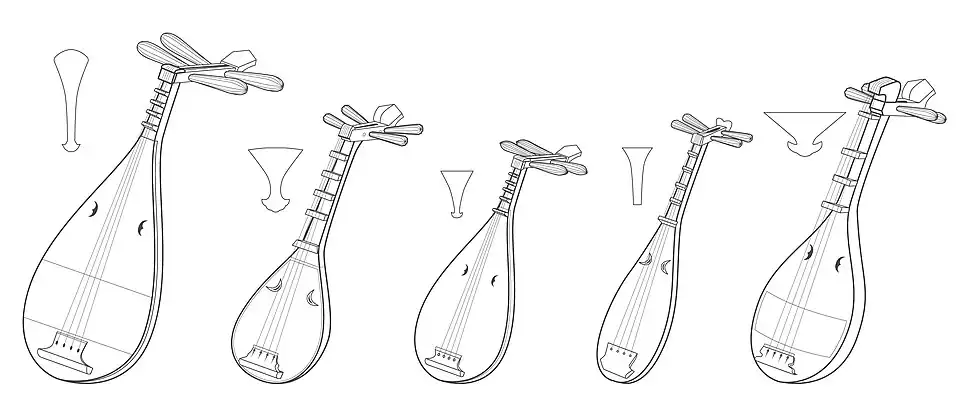 Gaku-biwa, chikuzen-biwa, heike-biwa, mōsō-biwa, satsuma-biwa and their plectra