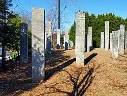 Close up view of typical columns at 54 Columns - Art installation by Sol Lewitt