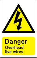 Sign for use at a crossing where the railway or tramway is equipped with overhead electric wires