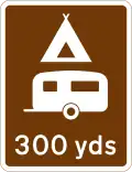 Camping and caravan site 300&nbsp;yd (270&nbsp;m) ahead