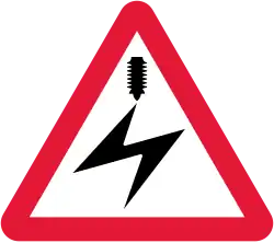 Electrified overhead cables warning sign