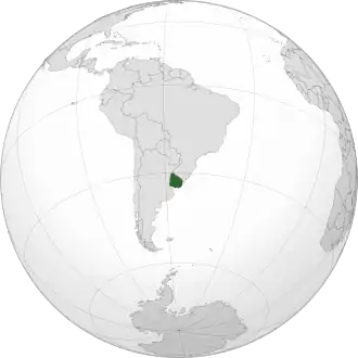 Location of&nbsp;Uruguay&nbsp;(dark green) in South America
