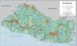 A map of El Salvador's surface water resources in 1998