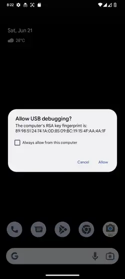 After the device is connected to the host computer, the user needs to verify the RSA key fingerprint of the host computer