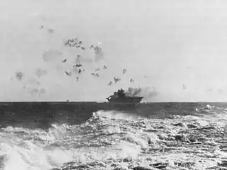 The aircraft carrier USS&nbsp;Enterprise&nbsp;(CV-6) under aerial attack during the Battle of the Eastern Solomons