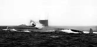 USS&nbsp;Halibut launches a Regulus missile. The limitations of the use of Regulus led to the development of the use of ballistic missiles from submarines.