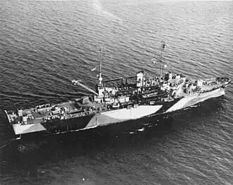 USS&nbsp;Montauk after completion of her LSV conversion (mostly internal).