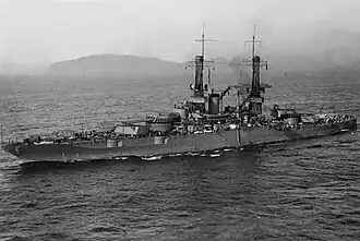 Hyperboloid mast towers were on the USS&nbsp;New Mexico, in 1921, prior to refitting in 1931.