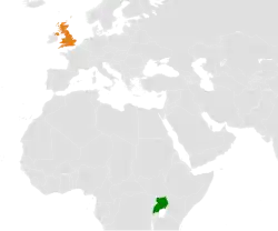 Map indicating locations of UK and Uganda