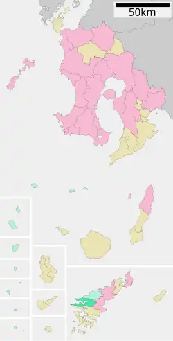 Location of Uken in Kagoshima Prefecture