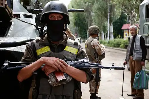 Ukrainian soldiers in Sloviansk, July 9, 2014.