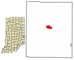 Location of Liberty in Union County, Indiana