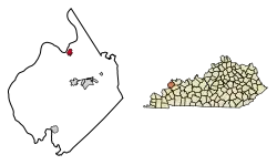 Location of Uniontown in Union County, Kentucky.