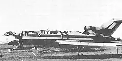 aircraft wreckage with its roof burned down