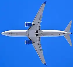 737 MAX with larger CFM LEAP engines, mounted even further ahead of the wing