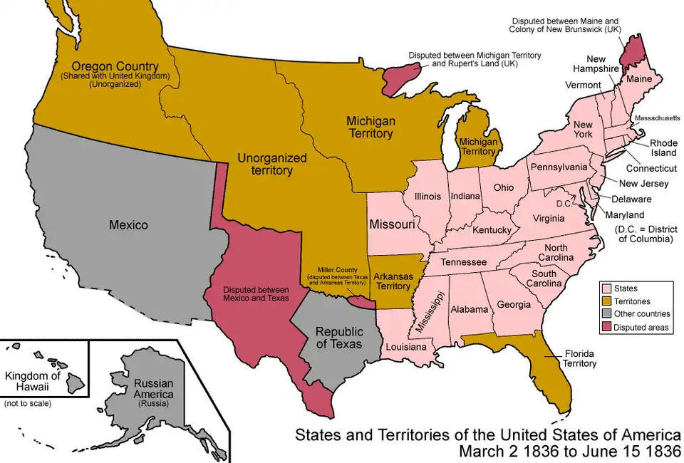 Territorial claims of the Republic of Texas, May 2, 1836.