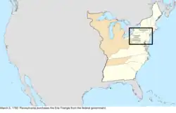 Map of the change to the United States in central North America on March 3, 1792