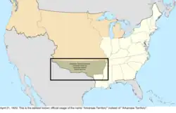Map of the change to the United States in central North America on April 21, 1820