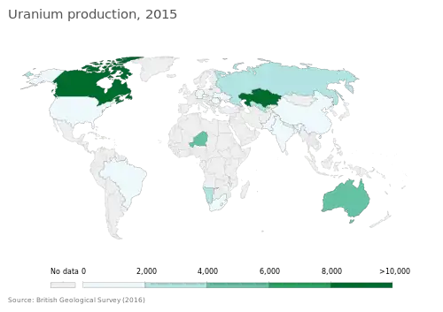 Uranium production 2015, in tonnes[81]
