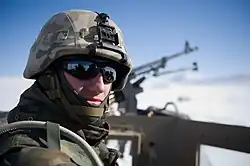 Polish soldier wearing wz. 2005 helmet in Afghanistan.