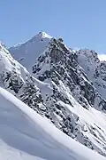 View from the Nova Stoba hut to the Valisera mountain (2,716&nbsp;m) of the western silvretta in the Montafon