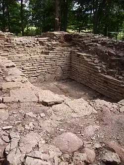 The stone foundation of the old church of Varnhem, dated 1040 or earlier