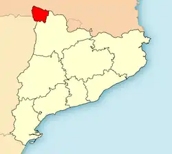 Location of Aran (red) in Catalonia