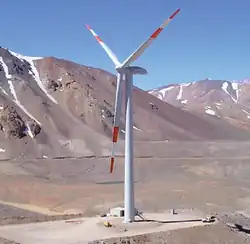 DeWind D8.2 HE 2MW wind turbine at the Veladero mine.