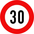 127: Maximum speed limit (30&nbsp;km/h)