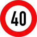 127: Maximum speed limit (40&nbsp;km/h)