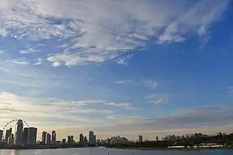 Singapore downtown skyline as seen from the Marina Barrage